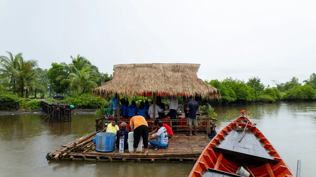 Community raft and mangroves at Tumnob Rolok